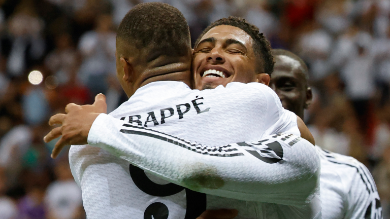 'He's brilliant' – Jude Bellingham raves about Kylian Mbappe after dream debut for Real Madrid in Super Cup win