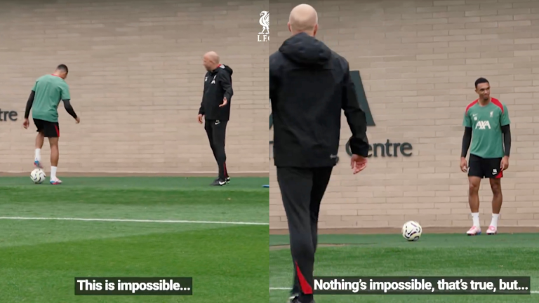 VIDEO: Trent Alexander-Arnold earns round of applause from Arne Slot after incredible moment of sorcery in response to Liverpool boss's 'impossible' challenge