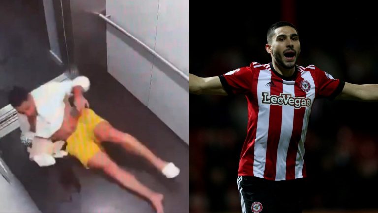 VIDEO: Ouch! Neal Maupay shares hilarious footage of himself slipping in elevator after pool dip as Everton striker continues to moonlight as a comedian