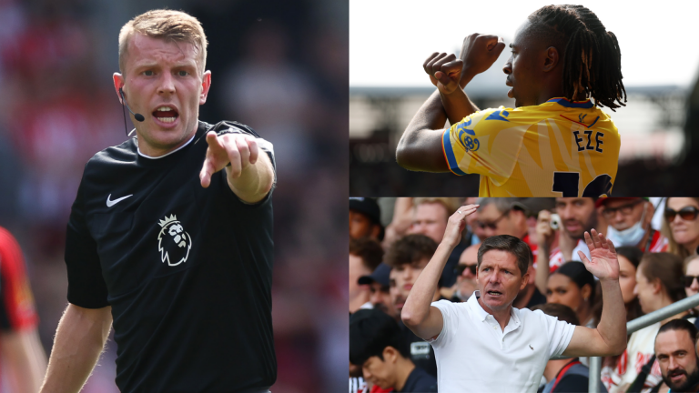 Explained: Why Eberechi Eze's stunning goal from direct free-kick for Crystal Palace against Brentford was controversially ruled out as referee accused of 'monumental mistake'