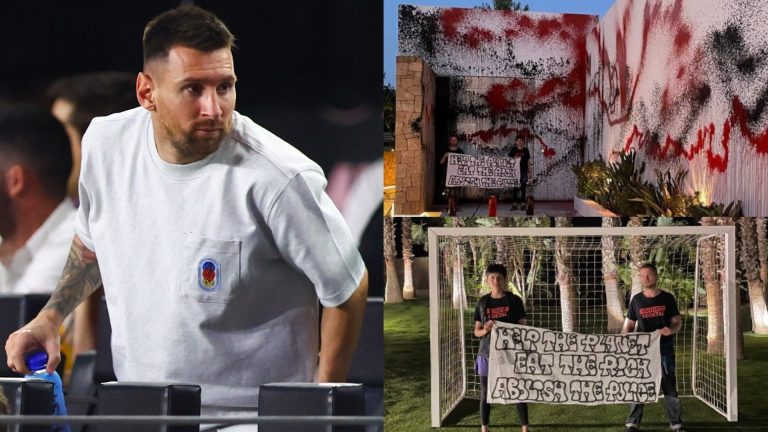 Lionel Messi Ibiza mansion vandalism condemned as president of Argentina brands climate protesters 'cowardly & delusional' while calling for Spanish government to make safety guarantee