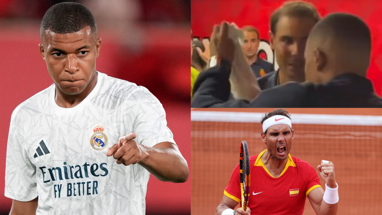 VIDEO: Game recognises game! Kylian Mbappe shares sweet moment with tennis legend & Real Madrid-obsessed Rafael Nadal after La Liga debut