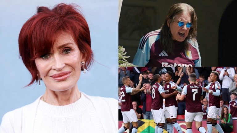 VIDEO: Sharon Osbourne responds to husband Ozzy's demand in Aston Villa's viral kit unveiling as former X Factor judge visits Villans fanstore