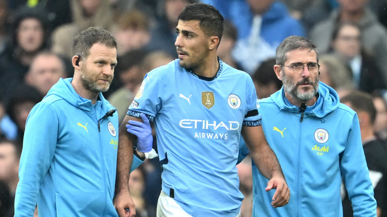 Man City lose Rodri to horror injury against Arsenal as star midfielder hobbles off in distress after worrying scenes