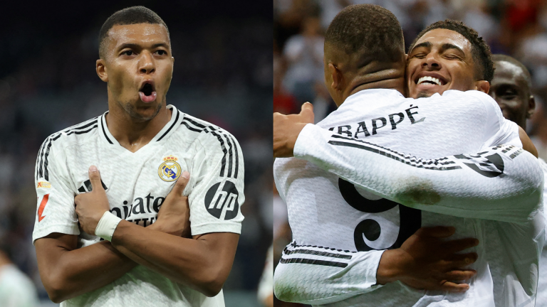 Jude Bellingham's reaction from the stands to Kylian Mbappe's first La Liga goal says it all as Real Madrid star finally gets off the mark