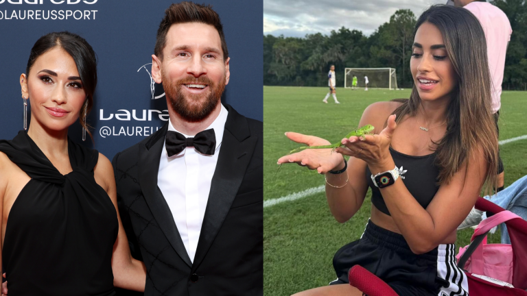 Lionel Messi's wife Antonela Roccuzzo embraces unexpected lizard experience while going full 'soccer mom' for son Thiago's first game of new season for Inter Miami youth team