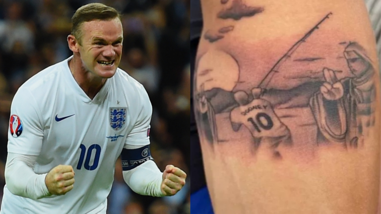 Wayne Rooney fishing tattoo! England face foe with bizarre body art as Man Utd fan Topi Keskinen forms part of Finland squad at Wembley