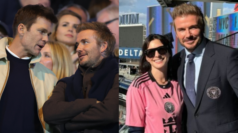 David Beckham trades Tom Brady for Anne Hathaway! Inter Miami co-owner swaps NFL legend for Hollywood royalty as A-listers watch Lionel Messi in New York