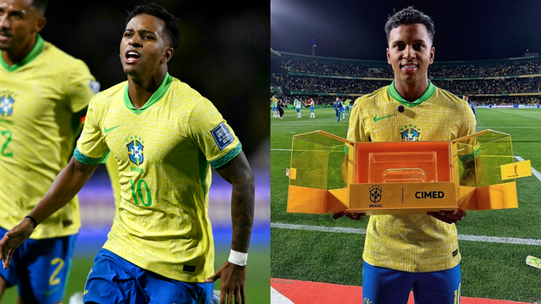 'Home for his hamster' – Rodrygo receives bizarre man of the match award after starring for Brazil with fans joking prize looks like a 'science project'