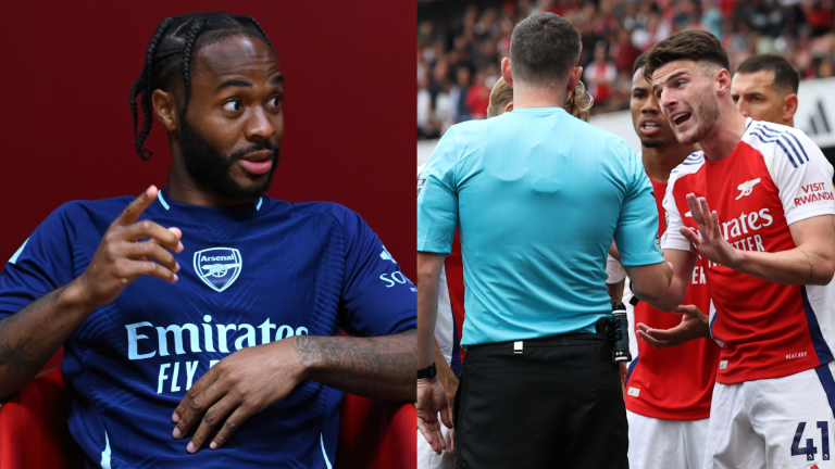 Raheem Sterling witnessed new Arsenal team-mates 'rage' over referee Chris Kavanagh in the dressing room after Declan Rice's controversial red card in Brighton draw