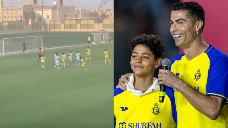 Georgina Rodriguez watches on as Cristiano Ronaldo Jr emulates superstar father with goal for Al-Nassr youth team