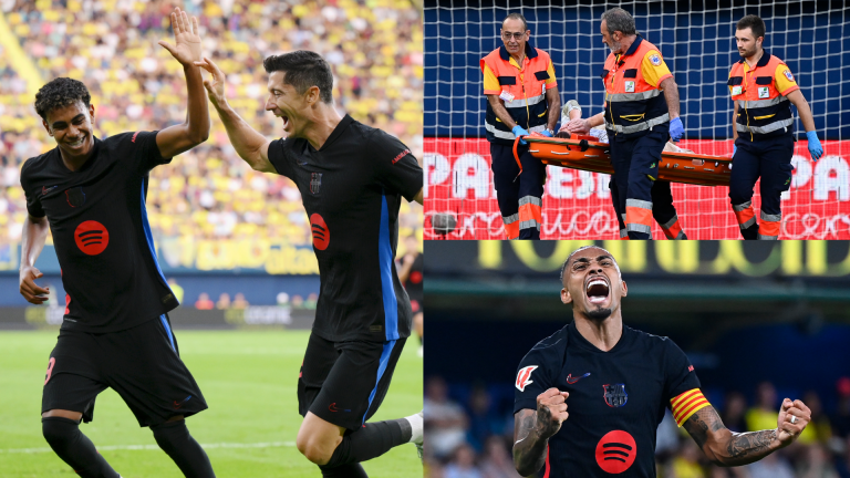 Barcelona player ratings vs Villarreal: Robert Lewandowski lays Pichichi gauntlet down to Kylian Mbappe as Raphinha & Lamine Yamal run riot – but horror Marc-Andre ter Stegen injury overshadows El Madrigal rout