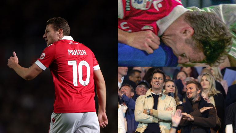 Chaos at Birmingham! Angry brawl breaks out after Wrexham striker Paul Mullin loses his head and Tom Brady applauds from the stands