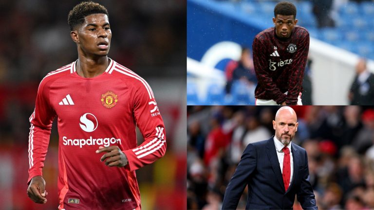 'Disgraceful'- Man Utd fans rage at Erik ten Hag for starting 'terrible' Marcus Rashford ahead of Amad Diallo vs Liverpool & suggest manager 'doesn't have the b*lls' to drop England winger