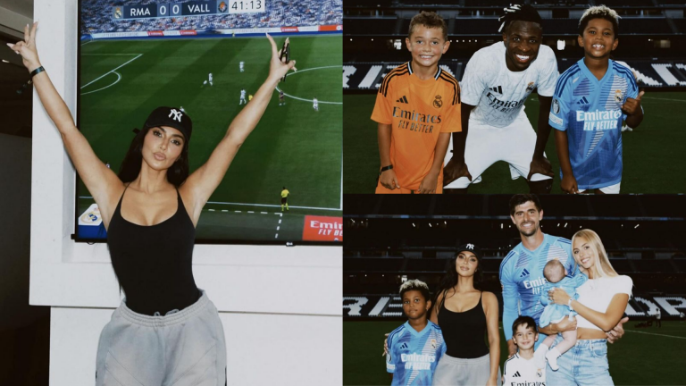 Vinicius Jr poses with Kim Kardashian's son Saint West as reality TV star & 'soccer mom' shares snaps from Real Madrid tour