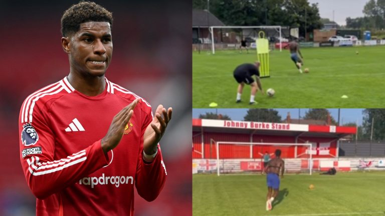 VIDEO: Marcus Rashford shows off 'raw material' in private training sessions as struggling Man Utd star sharpens shooting skills amid nine-game Premier League goal drought