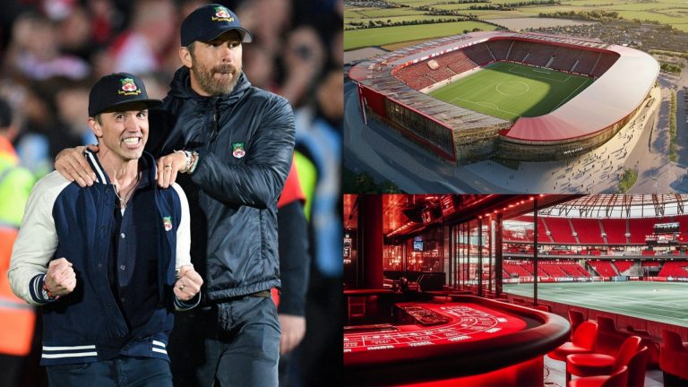 AMAZING new 35,000-capacity Wrexham stadium complete with cinema and casino imagined by AI to match Ryan Reynolds & Rob McElhenney's Hollywood appeal