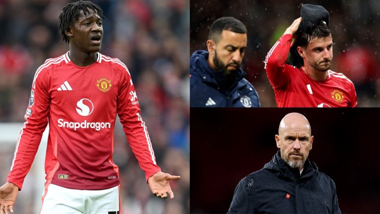 Erik ten Hag 'concerned' about Kobbie Mainoo's early withdraw in Tottenham defeat as Man Utd boss also delivers update on Mason Mount after nasty head injury