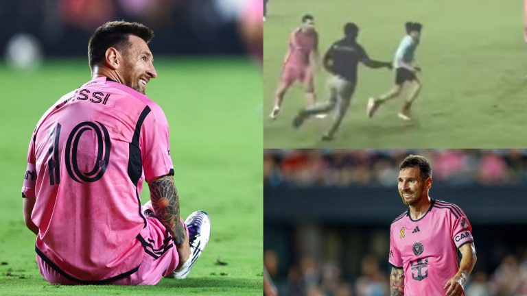 VIDEO: Lionel Messi helps young fan evade security after he pitch invades for quick selfie during Inter Miami's MLS draw with Charlotte FC