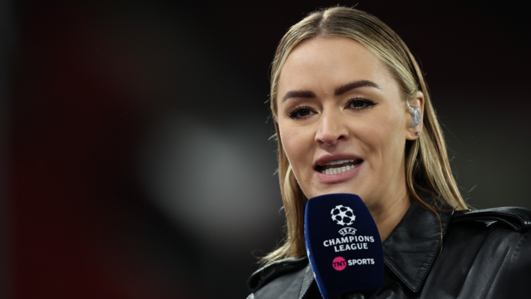 Laura Woods leaves Rio Ferdinand & Peter Crouch in stitches with hilarious 'Wankdorf Stadium' quip on TNT Sports' Champions League coverage