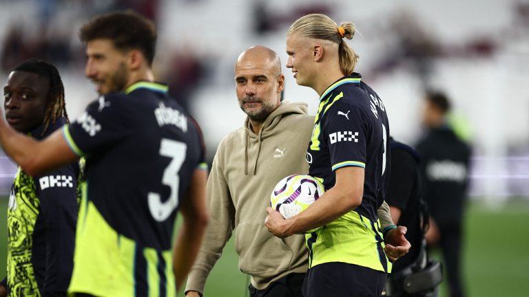 'Not even with a gun' – Pep Guardiola reacts to unstoppable Erling Haaland performance as Man City star bags second consecutive Premier League hat trick in West Ham victory