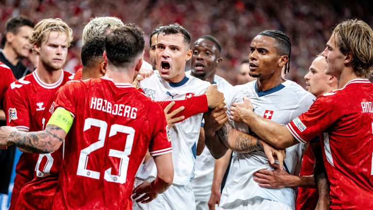 Granit Xhaka branded a 'bit of a b****' after 'losing his head' and being sent off during bad-tempered Nations League clash