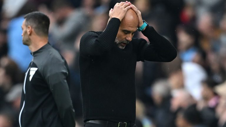 Pep Guardiola kicks chair in furious outburst after Riccardo Calafiori wondergoal as Man City caught out by quick free-kick against Arsenal moments after Rodri injury blow