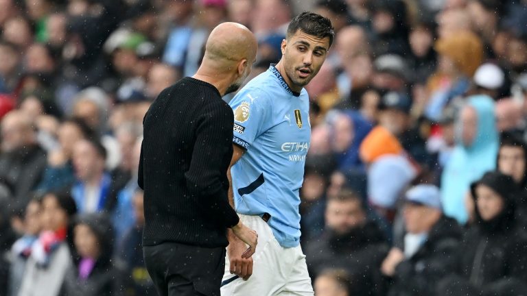 Man City breathe a sigh of relief! Rodri 'avoids serious injury' in Arsenal clash amid ACL fears as Pep Guardiola provides update on stricken Kevin De Bruyne