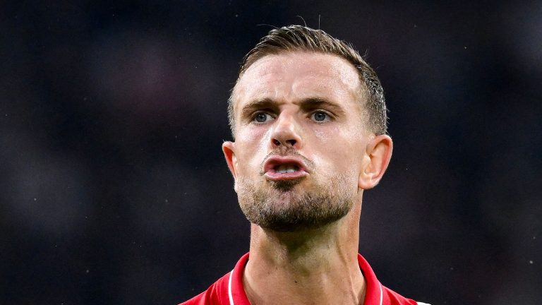 Jordan Henderson loses it with Ajax team-mate Bertrand Traore during Europa League clash with pair nearly coming to blows following sloppy pass