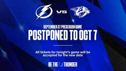 Lightning's game tonight versus Nashville postponed