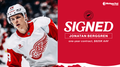 Red Wings re-sign Jonatan Berggren to one-year contract