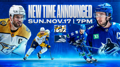 Start Time for Vancouver Canucks Game on November 17 Changed to 7:00pm PT